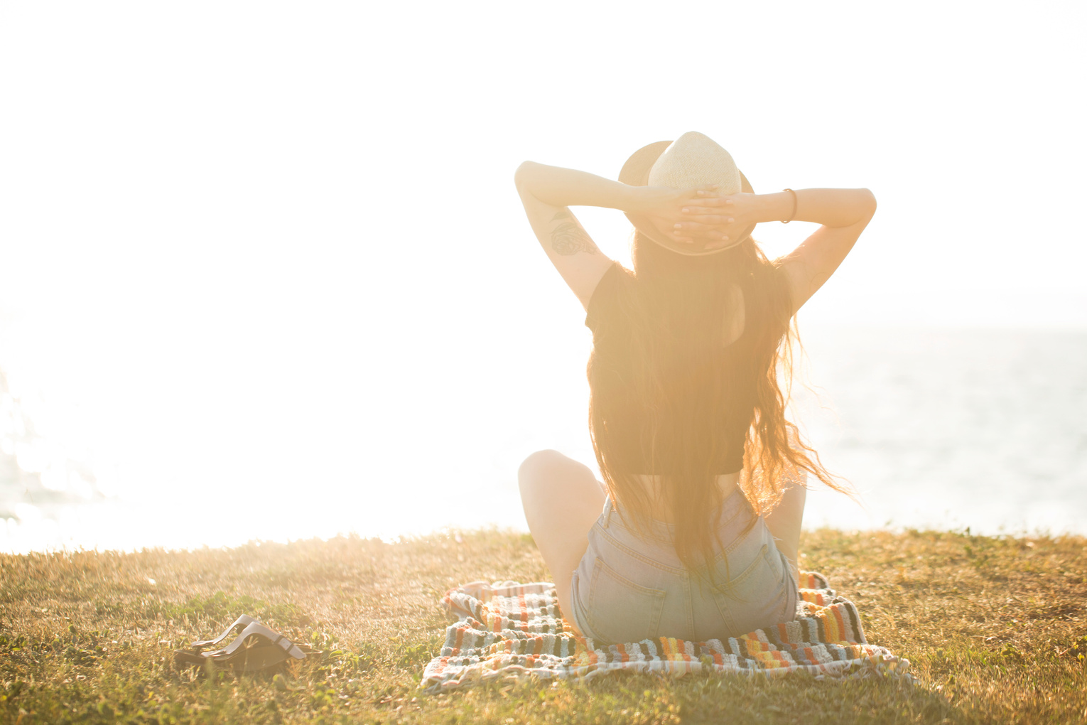 happy woman sunsets